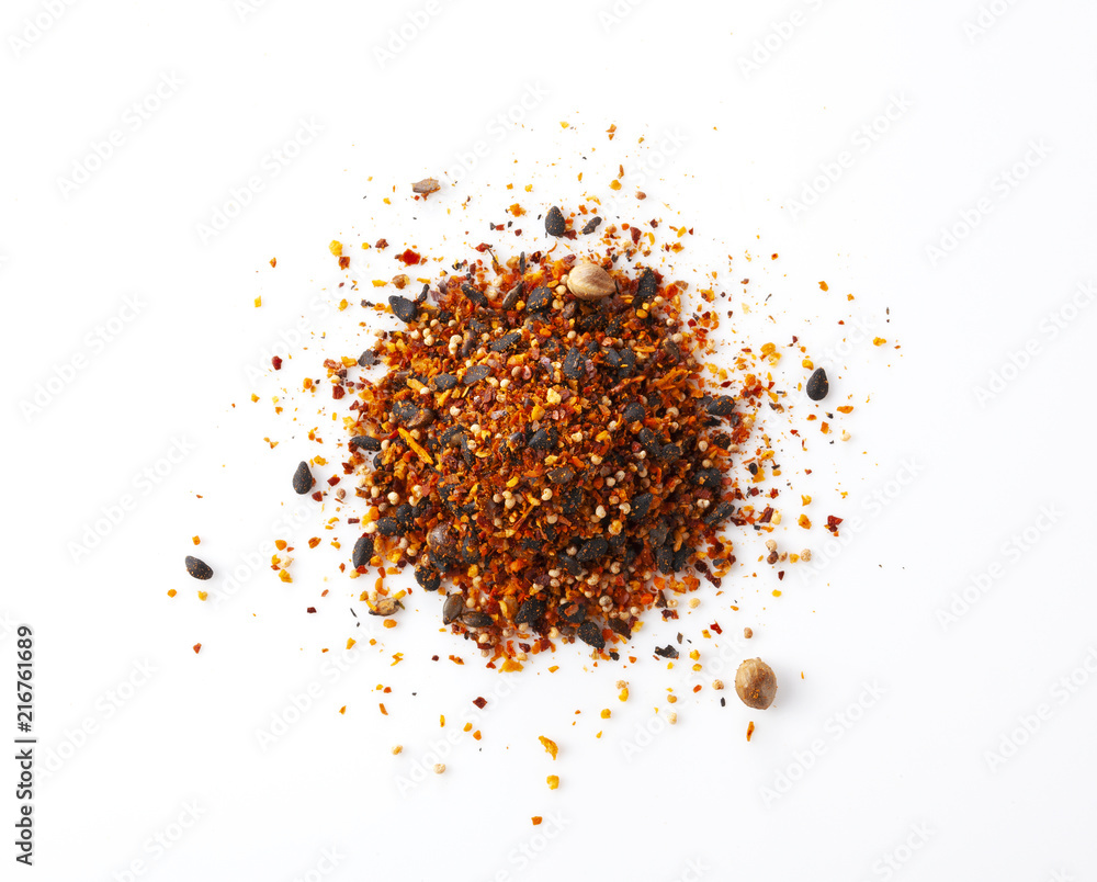 Shichimi pepper.Blend of seven spices - obrazy, fototapety, plakaty 