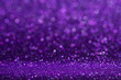 Abstract purple sparkling glitter wall and floor perspective background studio with blur bokeh.luxury holiday backdrop mock up for display of product.holiday festive greeting card.