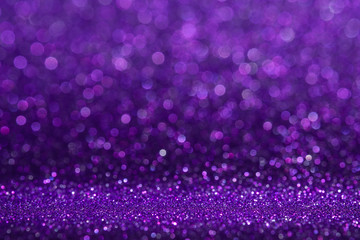 abstract purple sparkling glitter wall and floor perspective background studio with blur bokeh.luxur