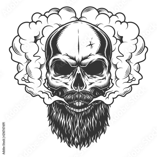 Skull with beard and mustache
