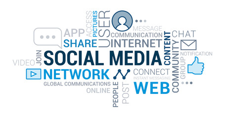 Wall Mural - social media and networks tag cloud