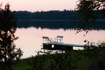 Wall Mural - Landscape - sunset on the lake