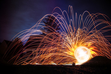 Feuerwerk mit Stahlwolle