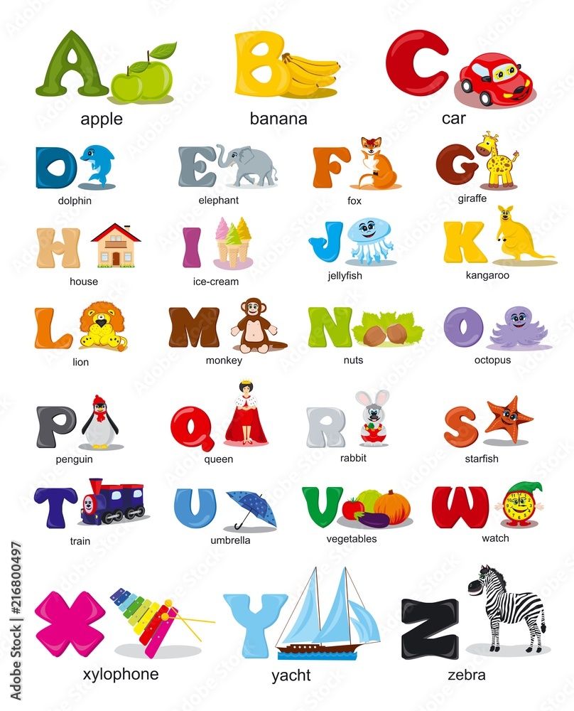 Vector alphabet design for kids stock vector | adobe stock