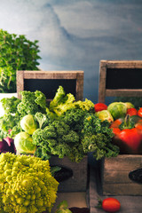 Wall Mural - Fresh vegetables in bowls