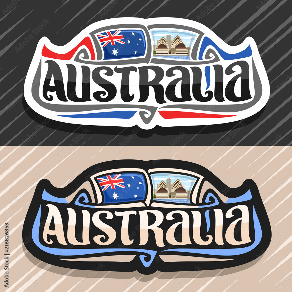 Vector logo for Australia country, fridge magnet with australian state ...