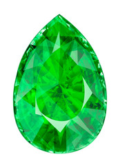 Wall Mural - Isolated green gemstone. Illustration of faceted stone in the form of a drop.