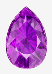 Wall Mural - Isolated purple gemstone. Illustration of faceted stone in the form of a drop.