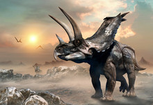 Agujaceratops Scene 3D Illustration