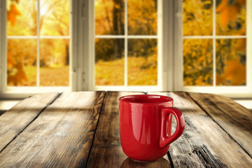 mug on desk and window space 