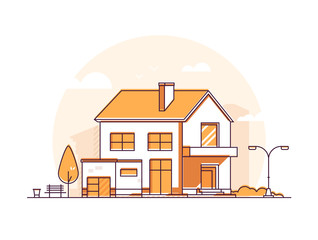 Wall Mural - Cottage house - line illustration