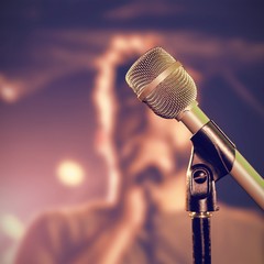 Wall Mural - Composite image of close-up of microphone 