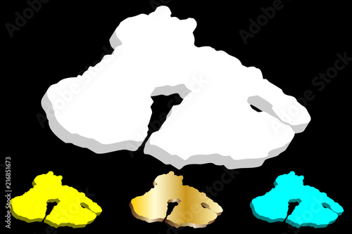 Fotografia  3D map of Lesbos (island of Greece) - white, yellow, blue and gold - vector illu