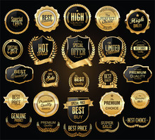 Super Sale Retro Golden Badges And Labels Vector Collection