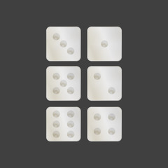 Wall Mural - icons of six game dice made of stone. vector illustration on a gray background