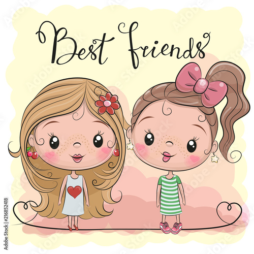 Two Cute Cartoon Girls Stock Vector Adobe Stock Two Cute Cartoon Girls Stock Vector Adobe Stock