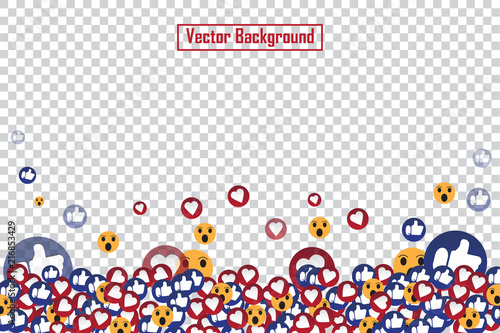 Fotografía Social nets blue thumb up like and red heart floating web buttons isolated on transparent background