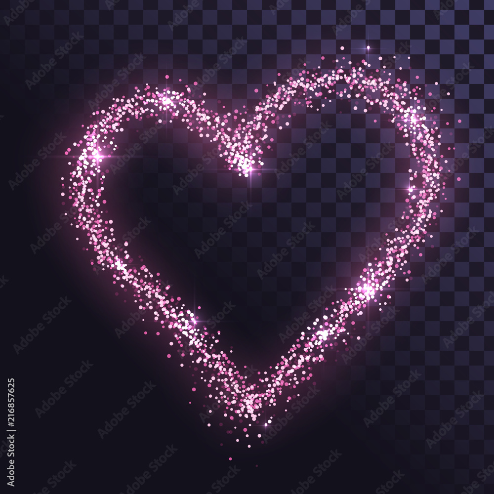 Heart signs of pink sparkles on a transparent background Stock Vector ...
