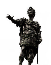 Black And White Isolated Statue Of The Great Roman Imperator Juluis Caeser Leader Of The Big Empire
