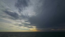 Rain Cloud Over The Sunset Above Tropical Sea Time Lapse From Tilt Shift Lens, Cloudscape, 4K, High Definition, Full HD, 3840 X 2160