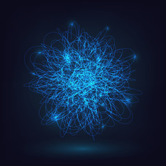 Glowing bundle of threads, abstract element, electricity, connection, web, technology, atom