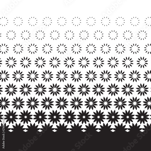 Geometric degrade motif in white and black