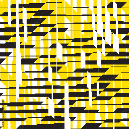 Modern black and yellow striped seamless pattern