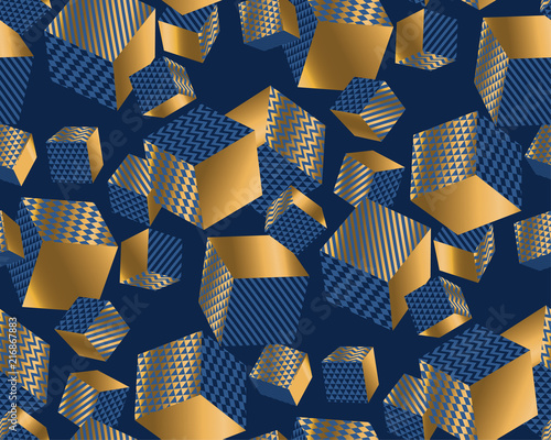 Gold and blue geometric sha...