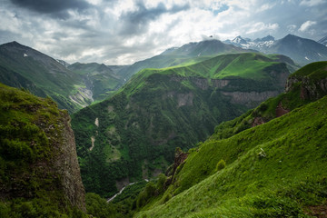 Wall Mural - Caucasian Mountain ranges and valleys at Gudauri, Georgia