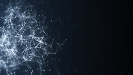 Fototapete - Abstract digital background. Network connection. Network concept. Science background. Big data visualization. 3D rendering.