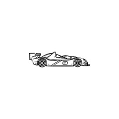 Poster - Race car hand drawn outline doodle icon. Racing competition,speed drive and formula one, fast sport car concept. Vector sketch illustration for print, web, mobile and infographics on white background.