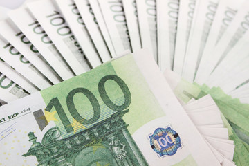 Close-up of euro cash pile of money euro. wallpaper