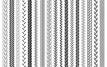 Plait And Braids Pattern Brush Set Of Braided Ropes Vector Illustration