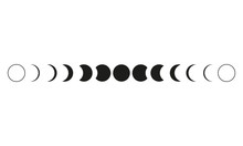 Moon Phases Astronomy Icon Set Vector Illustration On The White Background.