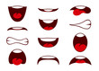 Vector illustrations of funny cartoon mouth with different expressions. Vector illustration