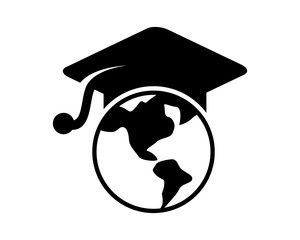 Wall Mural - graduation earth academy scholar graduate university success image vector icon logo
