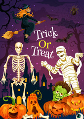 Wall Mural - Vector greeting card for Halloween trcik or treat