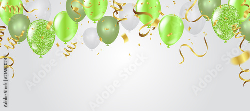 Cuadros en Lienzo birthday card with green balloons. Happy birthday