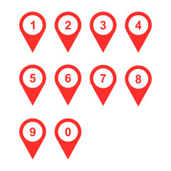 Wall Mural - numbers set sign map pointer