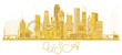 USA City Skyline Silhouette with Golden Skyscrapers and Landmarks
