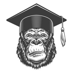 Wall Mural - Serious gorilla in monochrome style