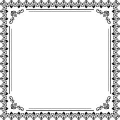 Wall Mural - Classic vector black and white square frame with arabesques and orient elements. Abstract ornament with place for text. Vintage pattern