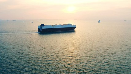 Wall Mural - container ship vessel on plain sea coast