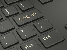 3d Render Of Computer Keyboard With CAC 40 Index Button