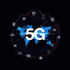 Wall Mural - 5g network internet mobile wireless business concept.5g standard of modern signal transmission techn