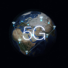 Wall Mural - 5g network internet mobile wireless business concept.5g standard of modern signal transmission techn