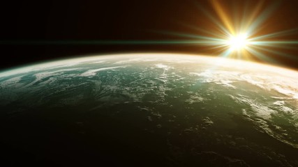 Wall Mural - beautiful view of planet from space. realistic 3d animation. seamless looped. ultra high definition.