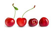 © helen_tereshina - Collection of four cherries isolated on white background. Set with summer berries in different angles