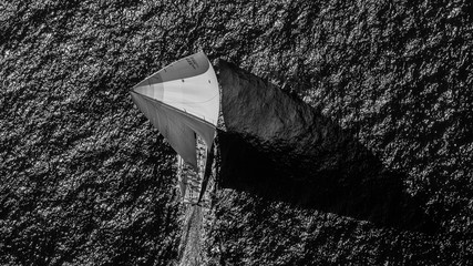 Wall Mural - French Riviera - modern sail race straight above aerial view in St - Tropez