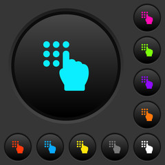 Poster - Typing security code dark push buttons with color icons